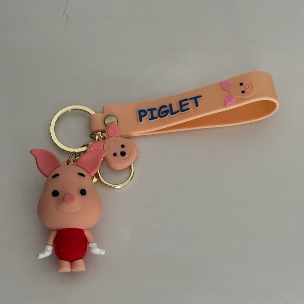 💥2/$20 Piglet Keychain with Strap - Pink and Red. Mix and match